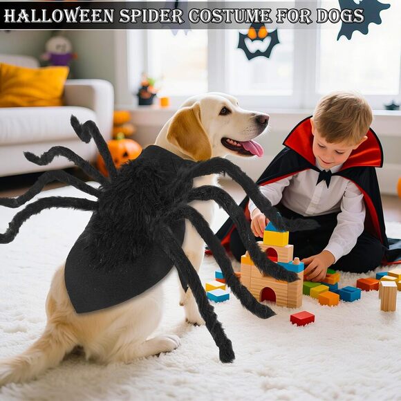 Dog Halloween Spider Costume Scary Pet Outfit Funny Cosplay for Cats Dogs - Picture 4 of 5